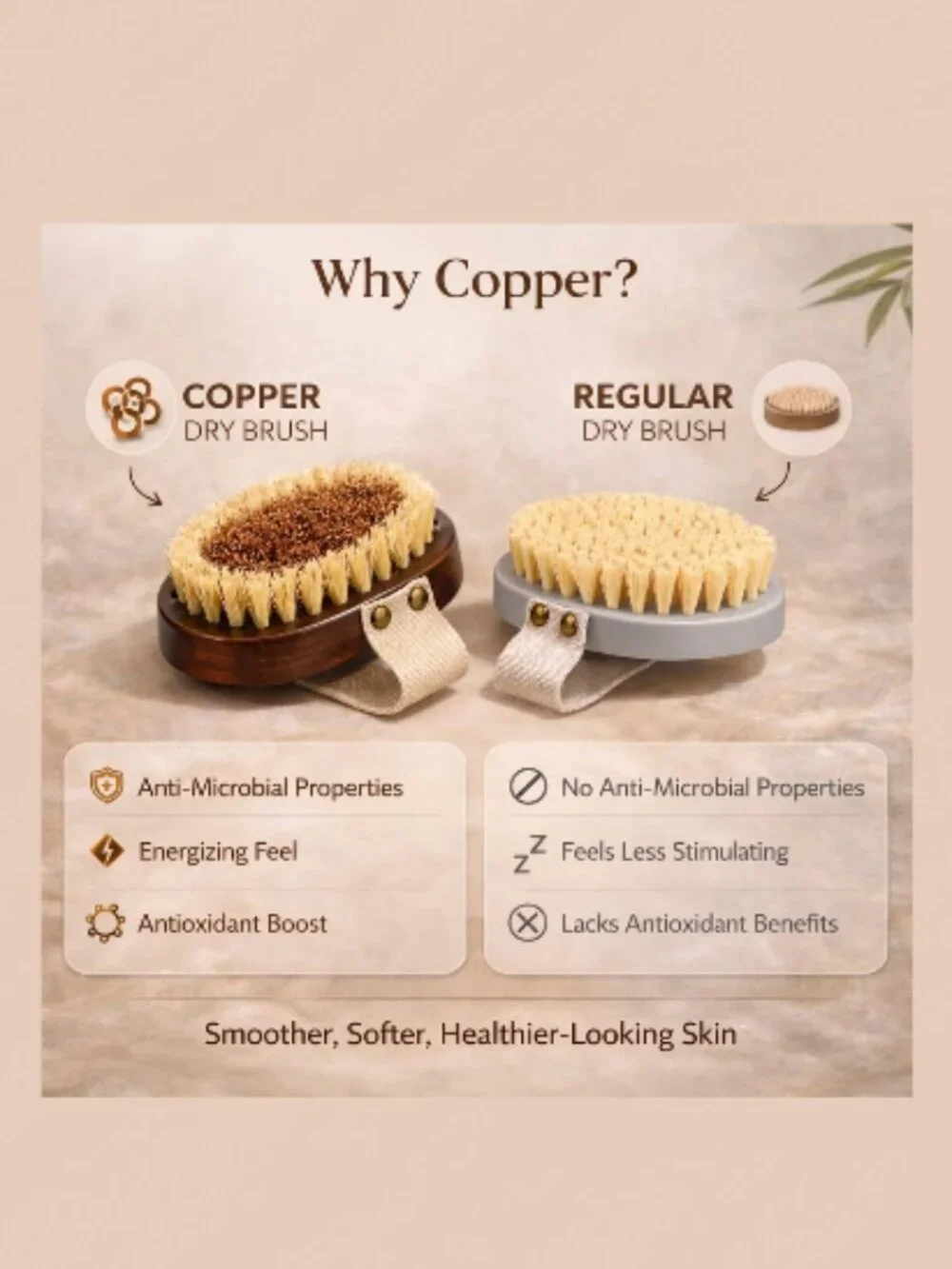 Natural Copper Dry Body Brush